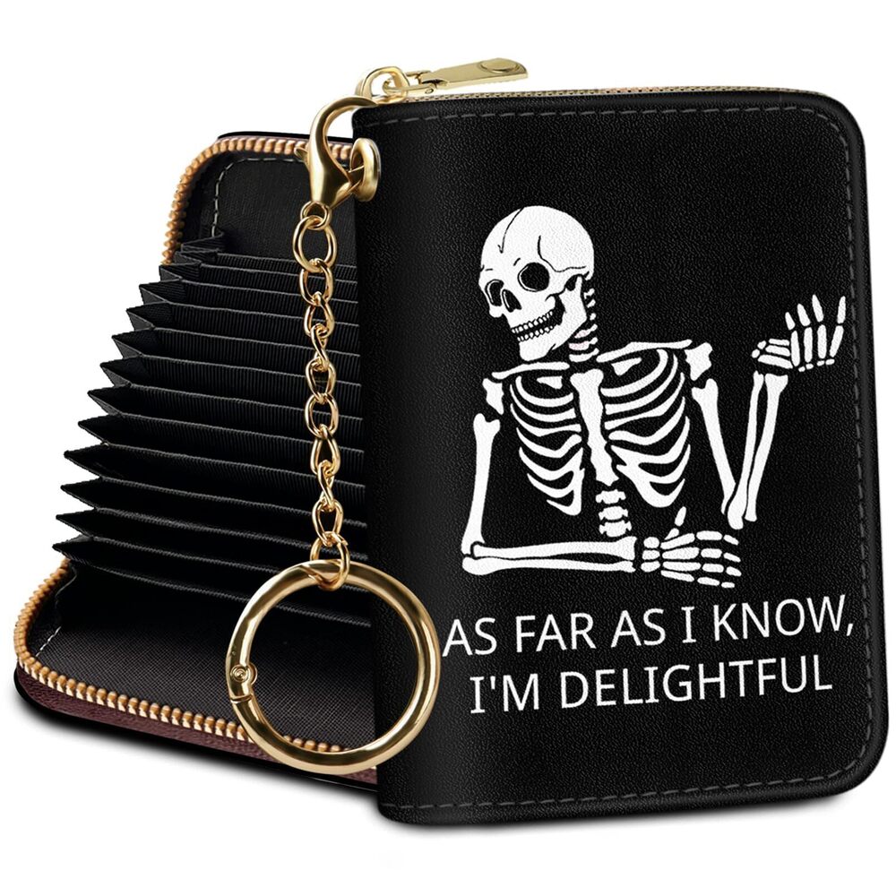 1608 Credit Card Holder RFID Wallet, Funny Skeleton Card Holder Wallet